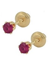great teensy gold red birthstone earrings for babies and kids